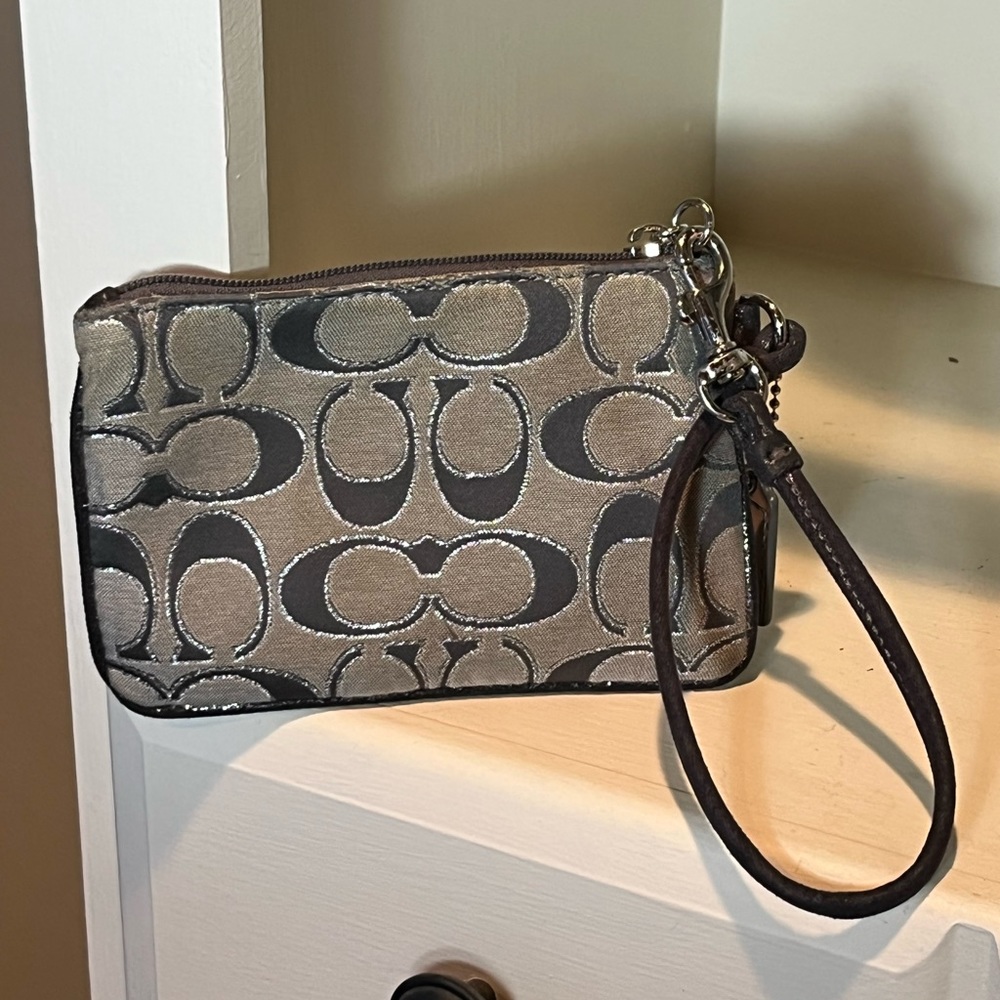 Coach Canvas Signature C Poppy Wristlet - Picture 6 of 7